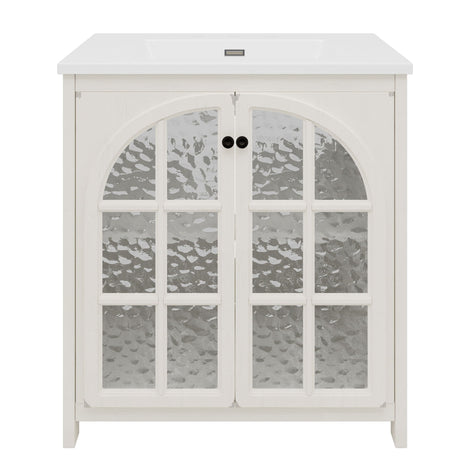 Vintage Farmhouse Bathroom Vanity with Ceramic Sink