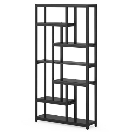 Extra Tall 7 Tier Industrial Etagere Bookcase with 10 Shelves Organizer