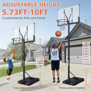 Basketball Hoop with 5.73-10FT Adjustable Height