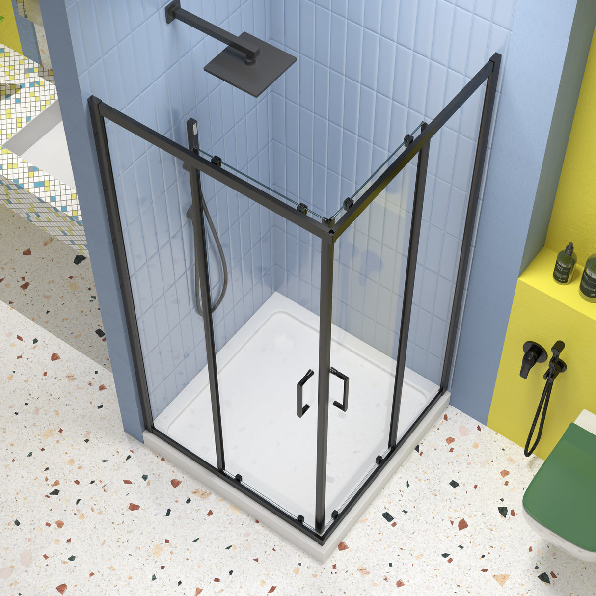 Sliding Shower Door with 1/4" Tempered Clear Glass, 34.625 in. x 72 in.
