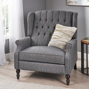 Oversized Tufted Wingback Fabric Push Back Recliner