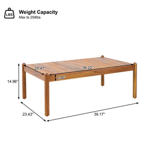 Outdoor Acacia Wood Coffee Table, Teak Finish