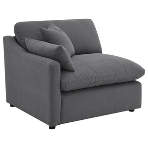 6 Piece Upholstered Modular Sectional Sofa With Reversible Cushions And Ottoman - Charcoal
