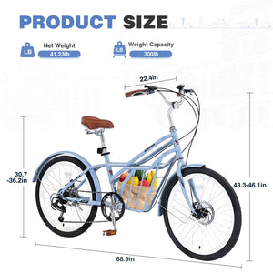 6 Speed Steel Frame 24 Inch Commuter Bike