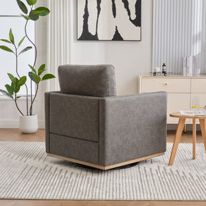 Modern Upholstered Square Swivel Accent Chair With 360 Degree Rotation