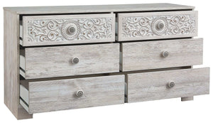 Paxberry - Six Drawer Dresser - Vinyl-Wrapped - Whitewash - Best Buy Furniture