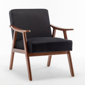 Mid Century Modern Accent Chair With Solid Wood Frame And Extra Thick Backrest