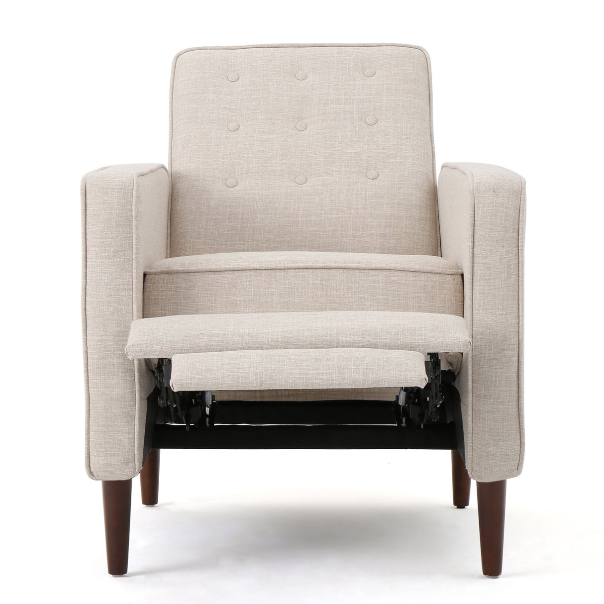 Mid-Century Modern Recliner With Button Tufted Waffle Stitch