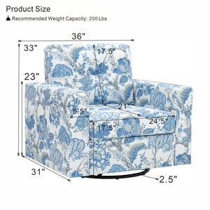 Floral Upholstery Degree Rotation Single Sofa Chair