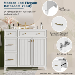 Bathroom Vanity With Sink, Soft Close Doors, Adjustable Shelves