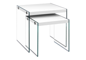 Accent Nesting Table Clear Tempered Glass For Living Room (Set of 2) - Best Buy Furniture