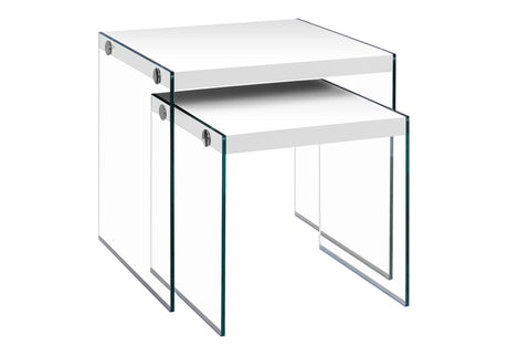 Accent Nesting Table Clear Tempered Glass For Living Room (Set of 2) - Best Buy Furniture