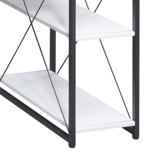 White and Black Recording Studio Desk with Drawer - Wood & Metal