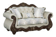 Pierce - Loveseat With 3 Pillows - Beige / Cherry - Best Buy Furniture