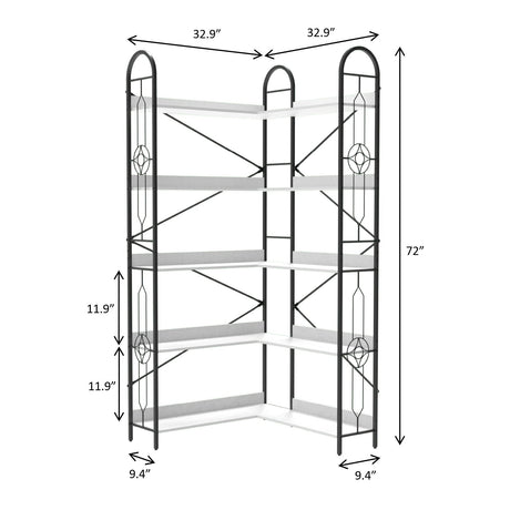 Industrial Style Corner Bookshelf With Thickened Iron Frame