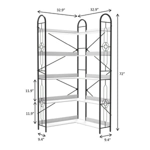 Industrial Style Corner Bookshelf With Thickened Iron Frame