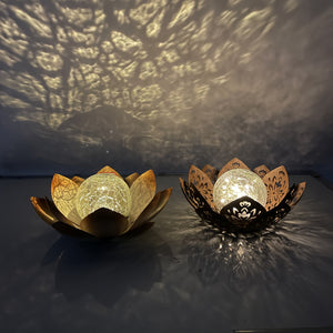 Set of 2 Lotus Solar Garden Lights – Waterproof Cracked Glass Outdoor Decor Lamps