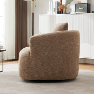 360° Swivel Barrel Sofa Chair With Throw Pillow, Upholstered Accent Chair