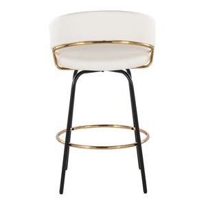 Jie - Fixed Height Contemporary Counter Stool With Swivel Round Footrest (Set of 2)