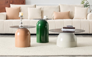 Nesting Coffee Table Set of 3 with Glass Desktop