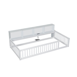 Floor Bed With Storage Cabinets And USB Ports