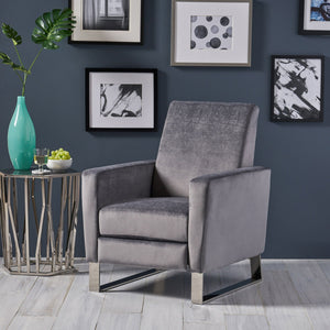 Bolt - Upholstered Recliner Chair With Stainless Steel Base - Gray / Chrome - Best Buy Furniture