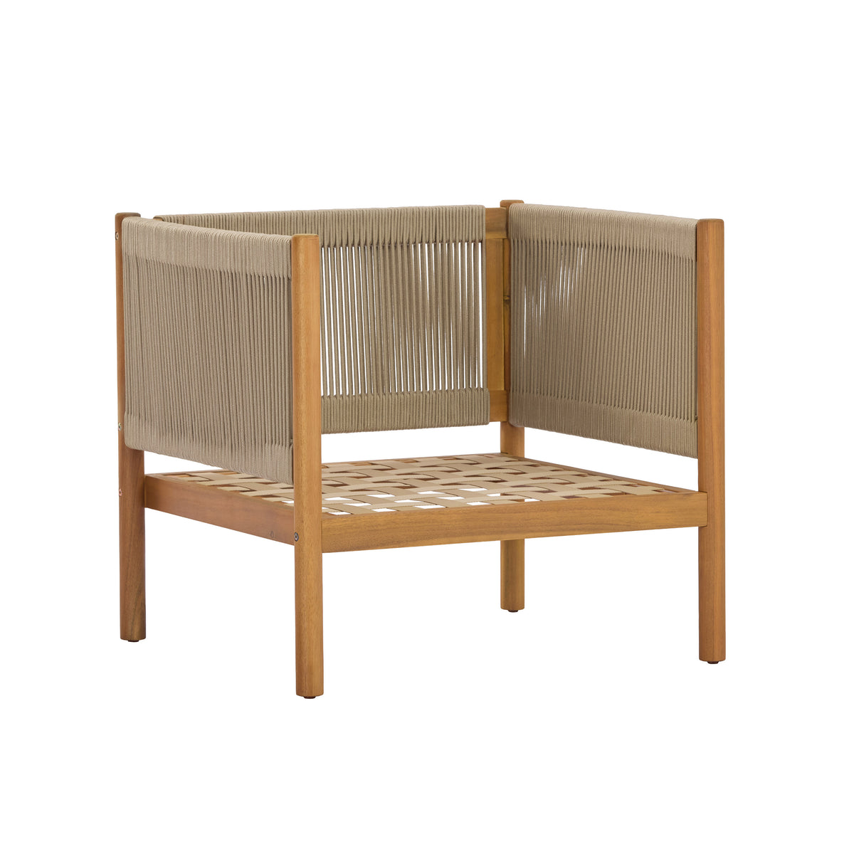 Outdoor Club Chair Set of 2 with Acacia Wood Frame in Teak Look