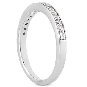 14k White Gold Pave Diamond Wedding Ring Band Set 1/2 Around