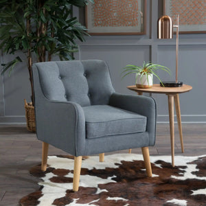 Modern Arm Chair With Tufted Back And Wooden Legs - Best Buy Furniture