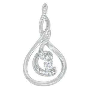 Espira 10K White Gold 1/8 cttw Round Cut Diamond Layered Spiral Pendant Necklace (I-J, I1-I2)