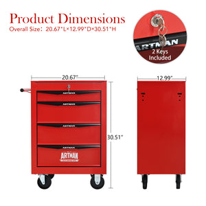 Rolling Metal Tool Chest with 4 Drawers