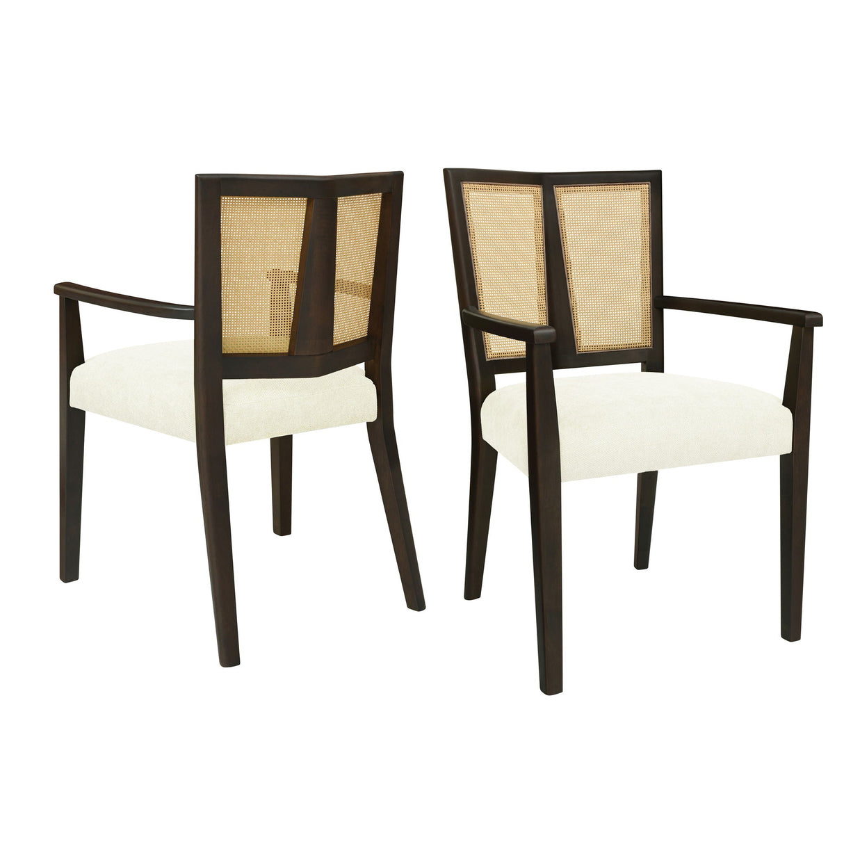 Mid Century Modern Arm Dining Chair Set With Rattan Backrest - Best Buy Furniture
