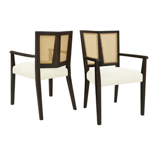 Mid Century Modern Arm Dining Chair Set With Rattan Backrest - Best Buy Furniture