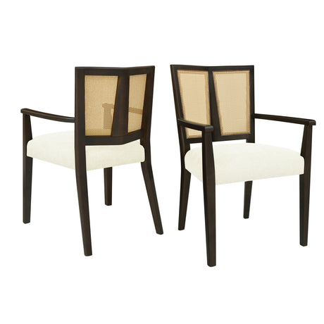 Mid Century Modern Arm Dining Chair Set With Rattan Backrest - Best Buy Furniture