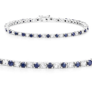 6.87 ct. t.w. Blue Sapphire and White Topaz Bracelet in Sterling Silver
