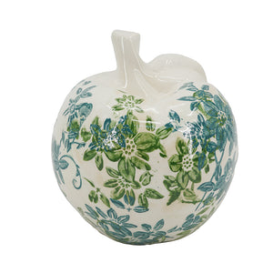 Set of 2 Floral Ceramic Pear and Apple Decor