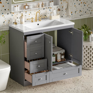 36 Inch Shaker Style Free-Standing Bathroom Vanity Cabinet with Sink