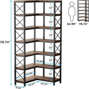 7 Tier Corner Bookshelf Storage Unit for Living Room