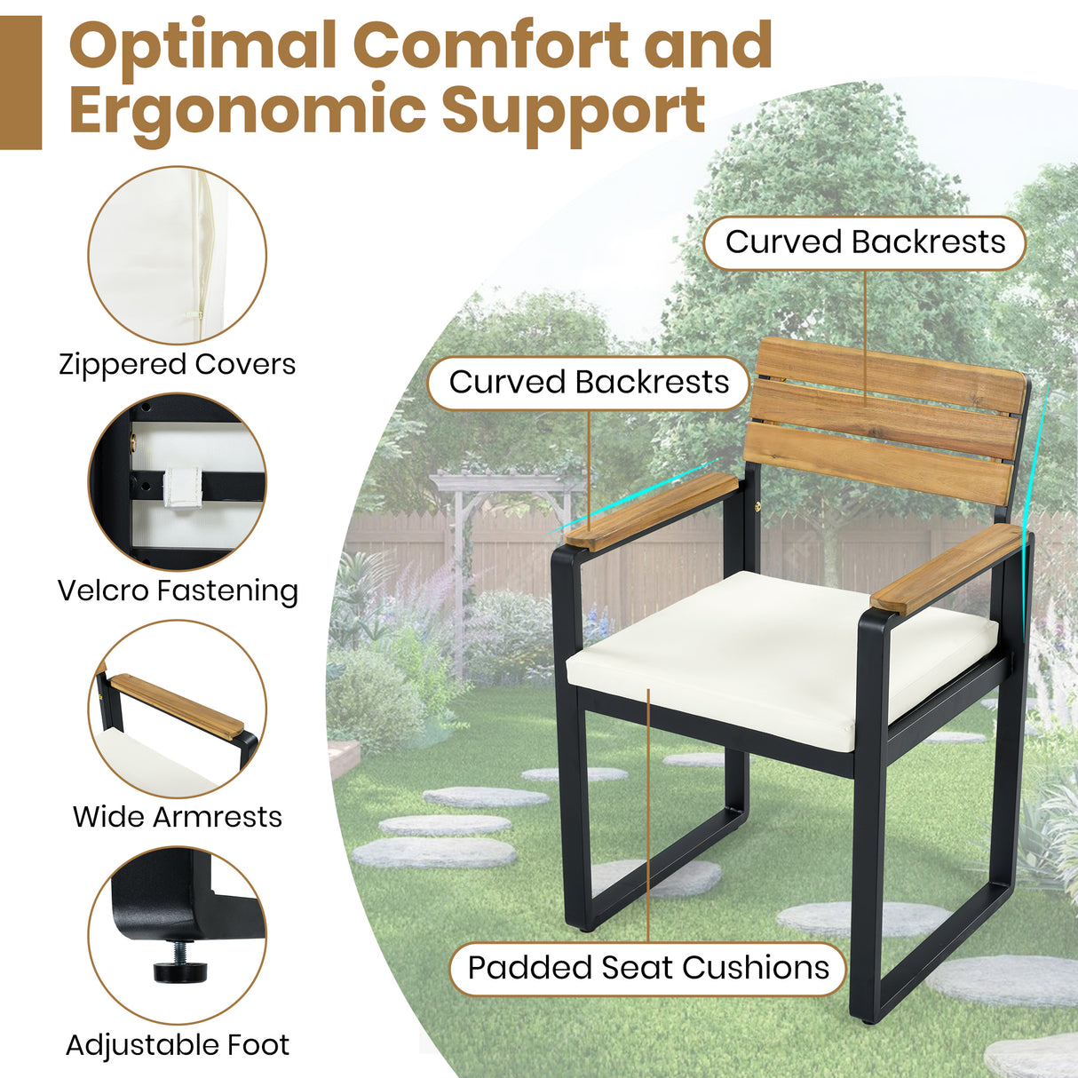 6-Piece Outdoor Dining Set with Acacia Wood