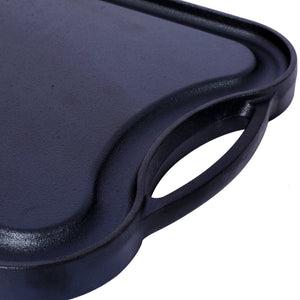 Pre Seasoned Cast Iron Reversible Rectangular Grill / Griddle - Black