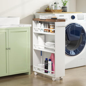 4 Tier Narrow Rolling Kitchen Slim Storage Cart