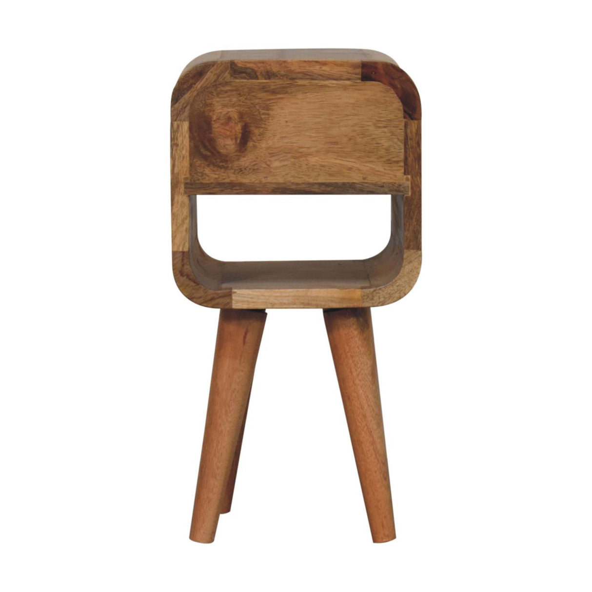 Solid Wood Extra Mini Oak-ish Curve Lower Bedside Table