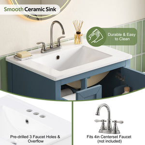 Modern Bathroom Vanity With Sink, Soft Close Drawers & Door, Storage Rack