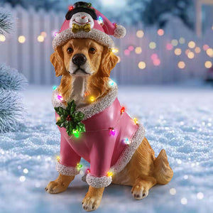 Christmas Golden Retriever Statue