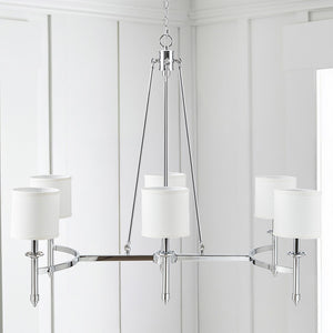 6-Light Chandelier with Fabric Drum Shades