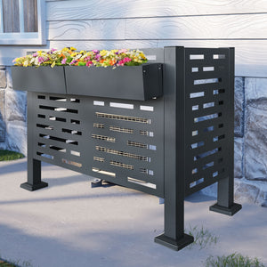 Air Conditioner Fence For Outdoor Units, Metal Privacy Fence Cover, Perfect To Conceal Air Conditioning Units, 3 Fence Panel
