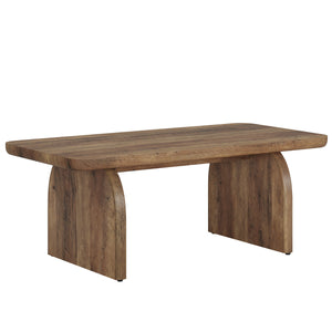 Rectangle Coffee Table With H-Base & Rounded Corners - Brown