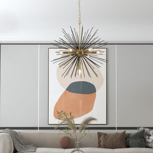 Sputnik Chandelier, 7-Light Satellite Pendant, 25.6 Inch, Gold and Black