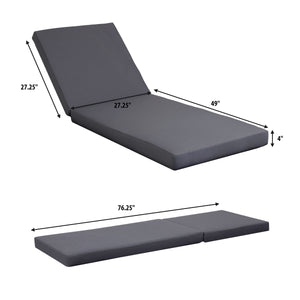 White Acacia Solid Wood Outdoor Chaise Lounge with Dark Grey Cushion