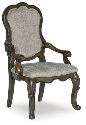 Maylee - Dining Upholstered Arm Chair (Set of 2) - Dark Brown - Best Buy Furniture